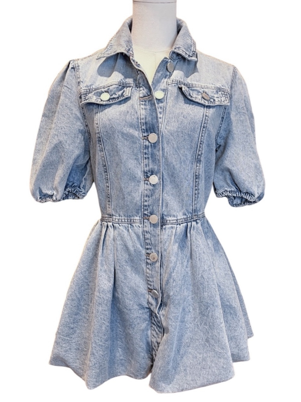 Blank NYC Denim Button Down Bubble Dress - Picture 2 of 6
